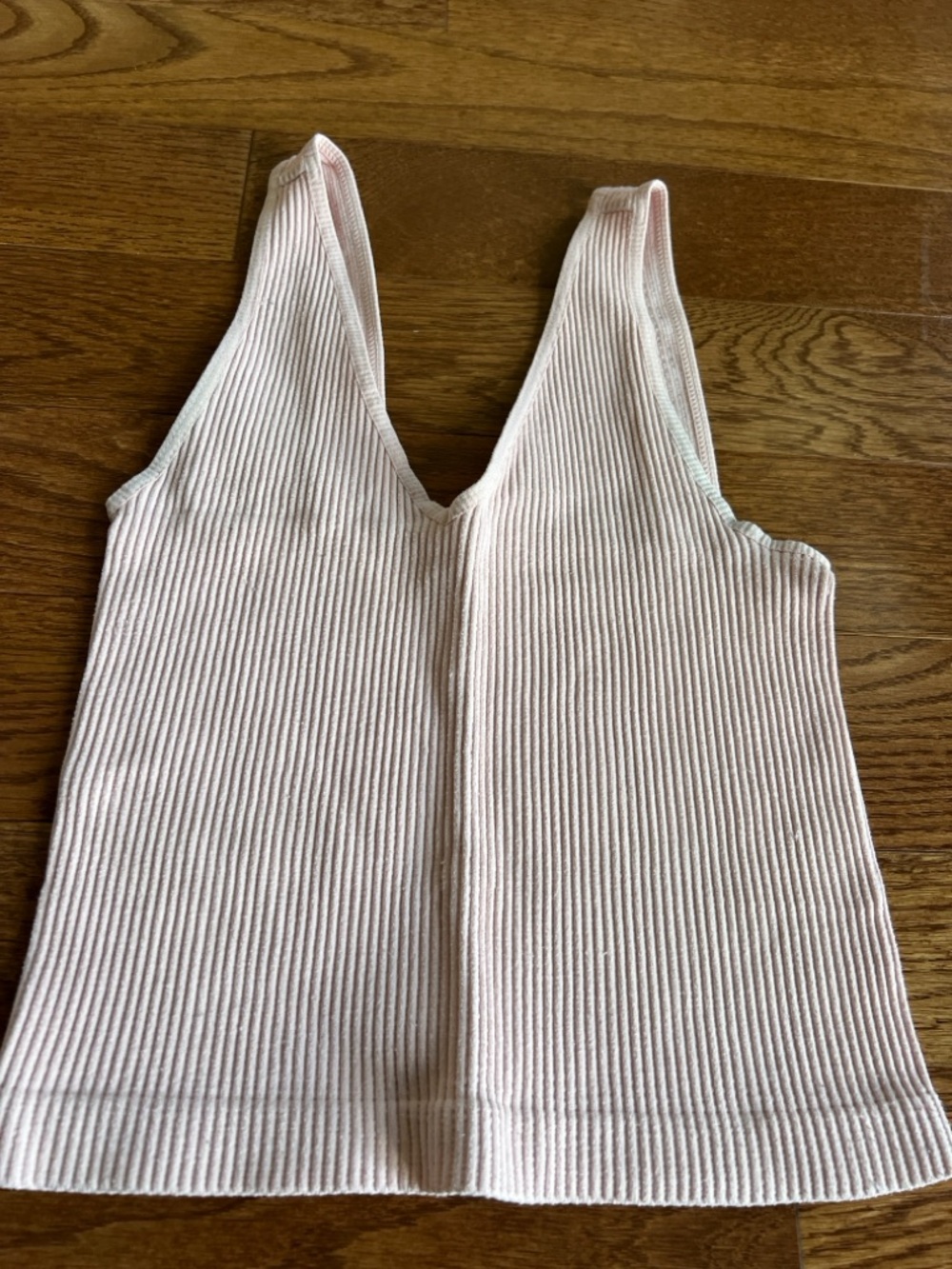 Nikibiki Ribbed V-Neck Tank Top in Pale Pink